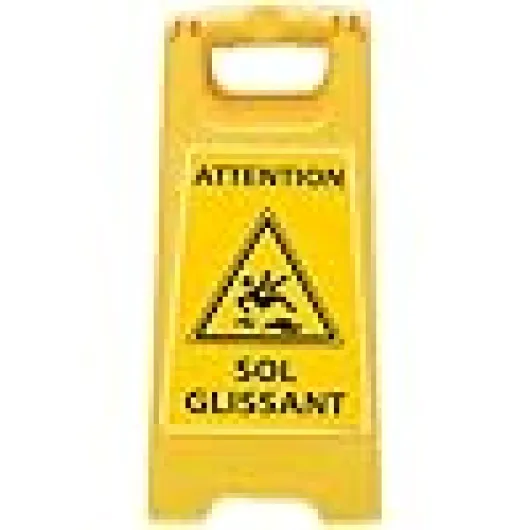 Chevalet ATTENTION SOL GLISSANT (WPSG680I) - Balise de signalisation pour surface glissante, de couleur jaune - - Dimensions 600x300 mm