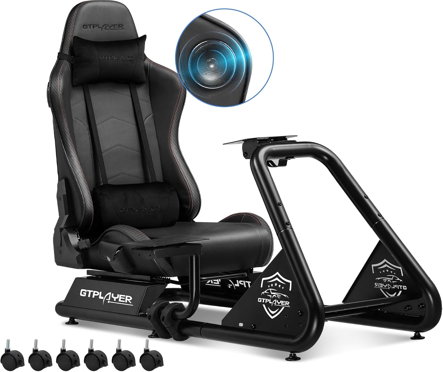 Simulateur de Conduite, Siège de Simulation pour PC avec Haut-Parleurs, Support pour Volant et Pédalier