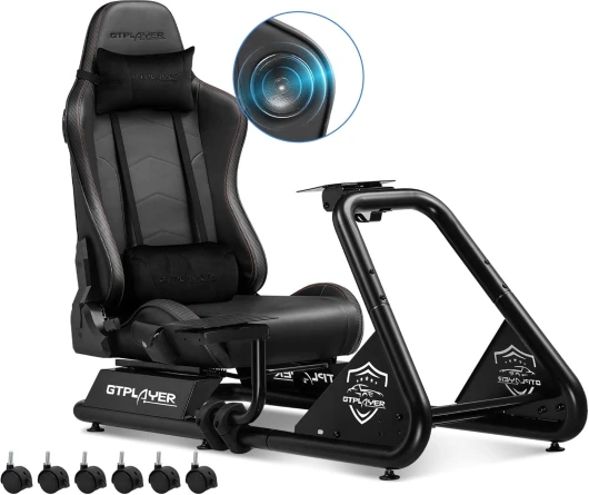 Simulateur de Conduite, Siège de Simulation pour PC avec Haut-Parleurs, Support pour Volant et Pédalier